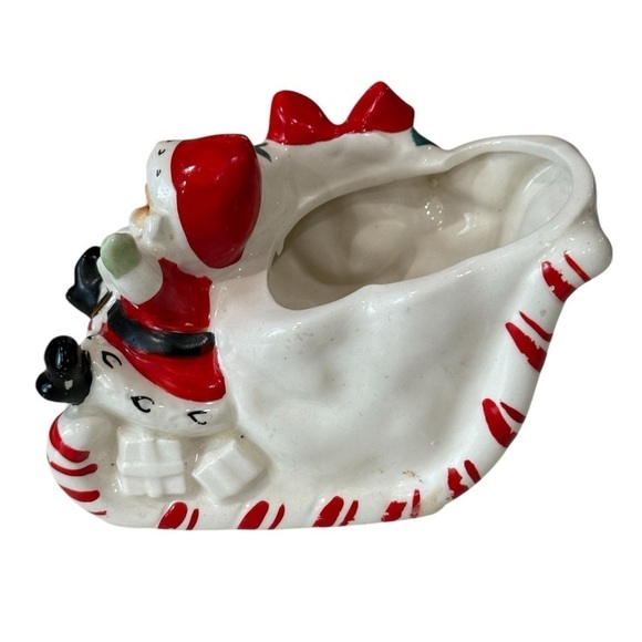 Ucagco Japan 1950’s Ceramic Santa Claus in Sleigh candy Dish Planter Vintage - Picture 4 of 13